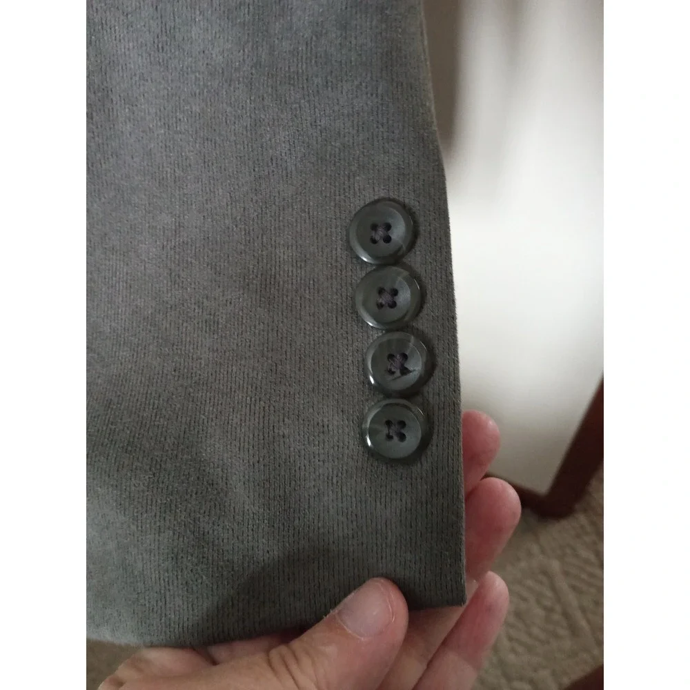 Mens Gray Blazer Jacket‎ 44 Regular 100% Polyester Button Front Stafford Suede
